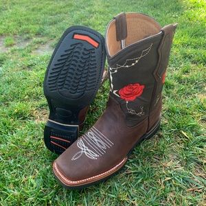 WOMEN'S WESTERN RODEO COWGIRL BOOTS GENUINE LEATHER  BROWN BOTA VAQUERA DAMA 706